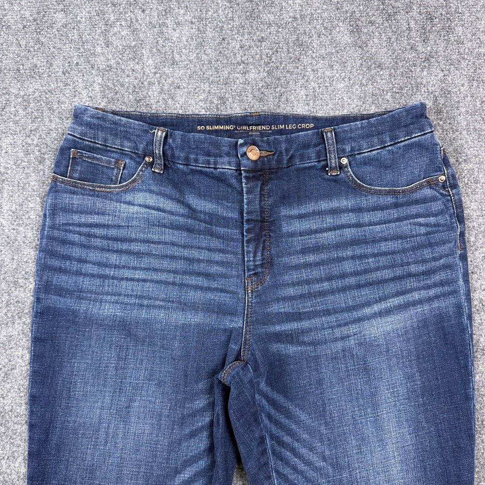 Chicos So Slimming Girlfriend Slim Leg Crop Jean US Size 14P 2.5P Mid Rise Denim - Picture 4 of 16